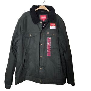 NWT Coleman XL Fleece Lined Button Up Jacket Hunter Green Black Fleece Collar
